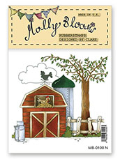 Rubber Stamp - Farmyard Barn Background