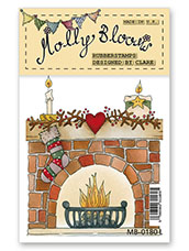 Rubber Stamp - Festive Fireplace